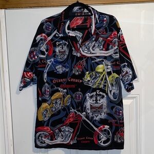 Orange County Choppers Men's Black Graphic Button Down Shirt